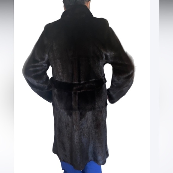 Fur coat black Dimond 100% genuine fur Mink high quality coat size -42 US M-L - Picture 2 of 16